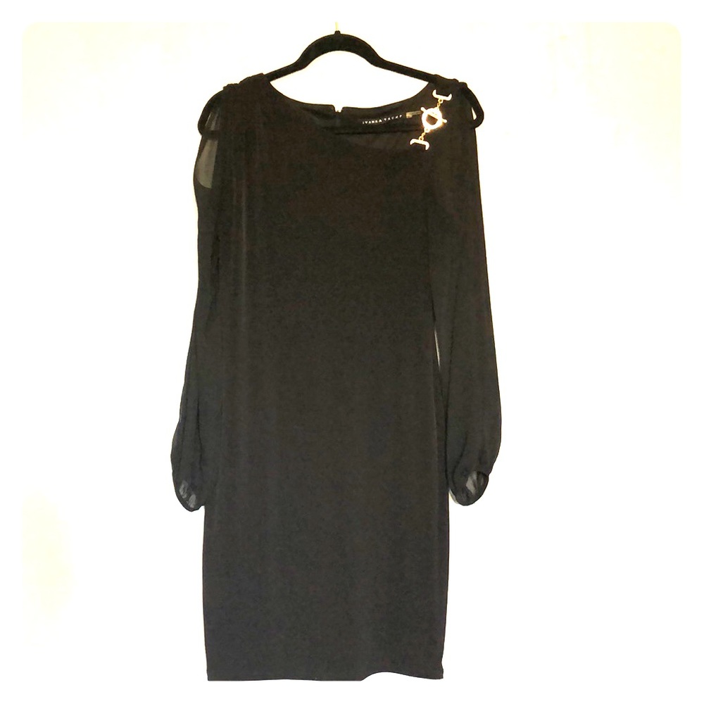Ivanka Trump black long split sleeves dress